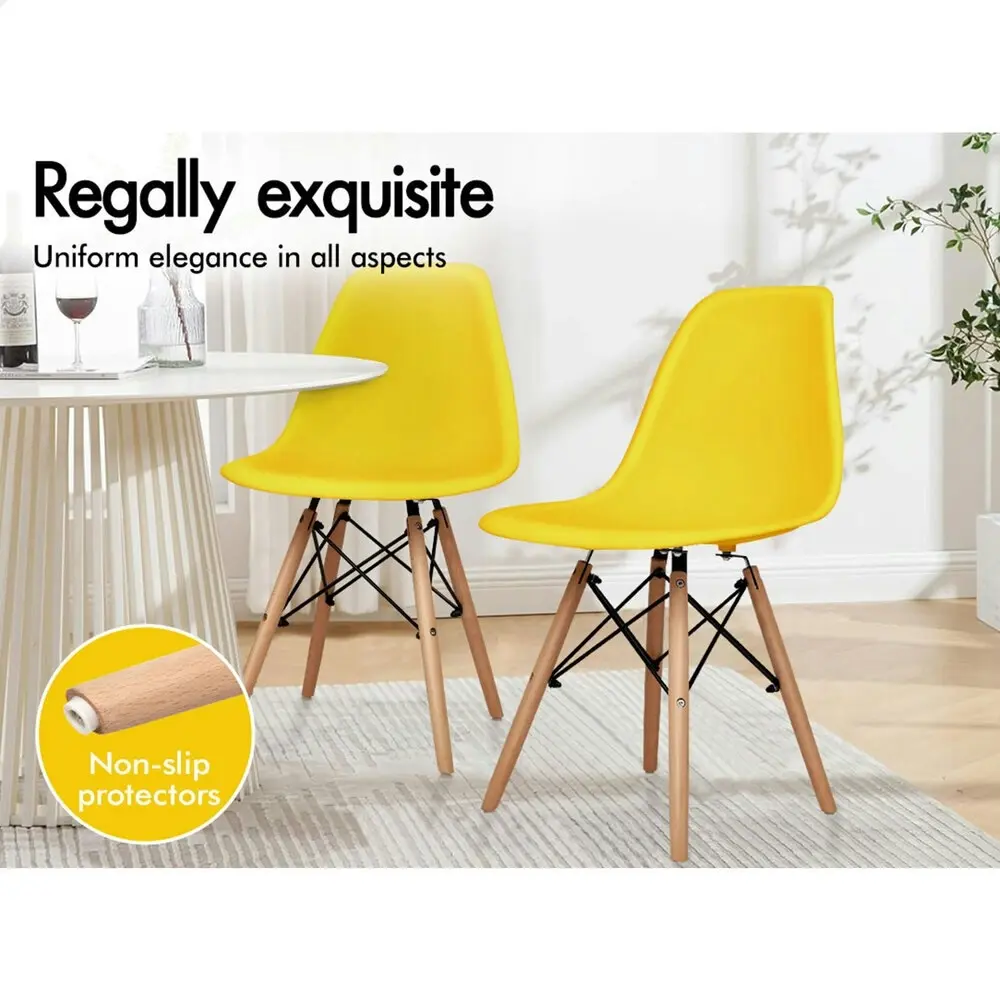 Alfordson 4x Dining Chairs Retro Solid Wood Steel Yellow