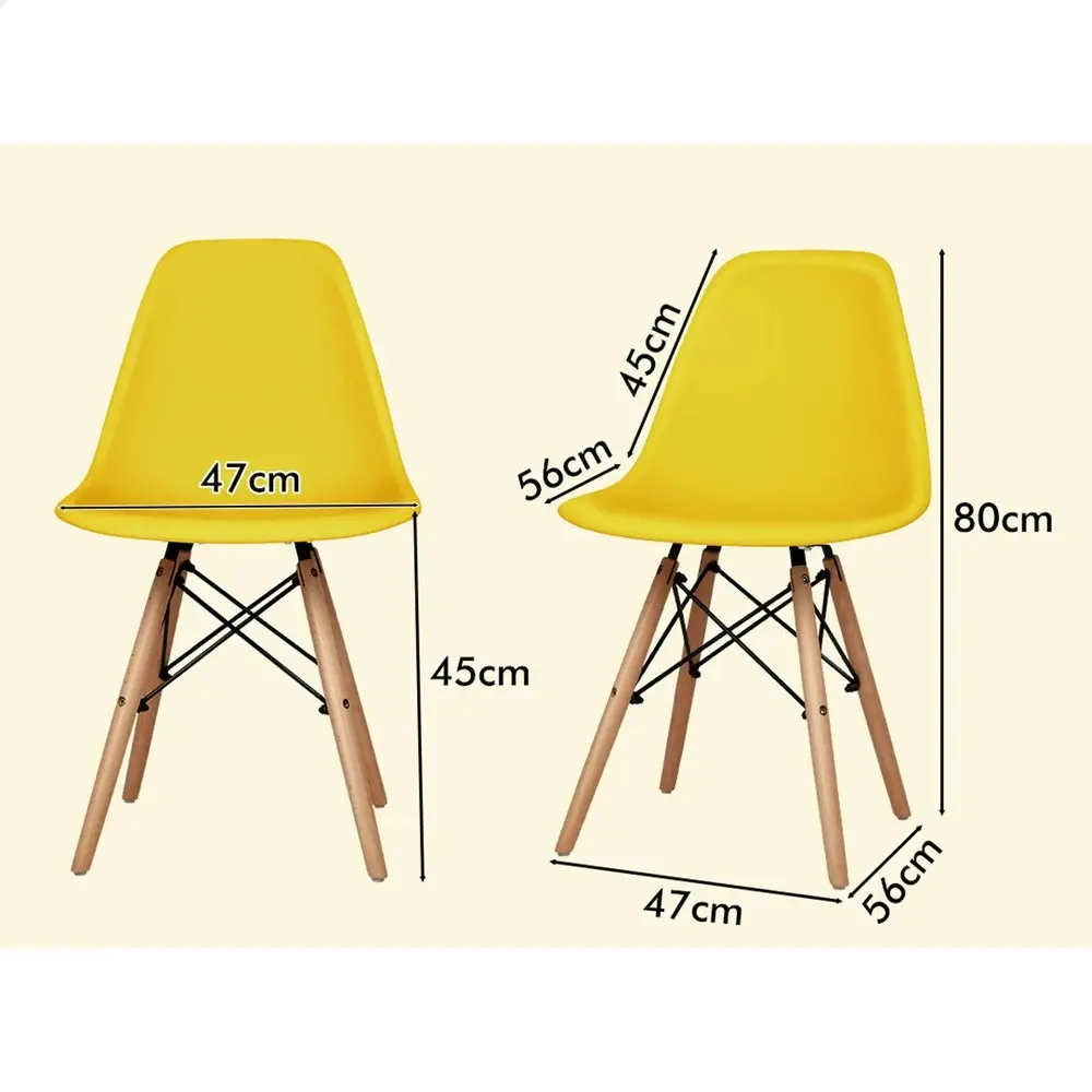 Alfordson 4x Dining Chairs Retro Solid Wood Steel Yellow