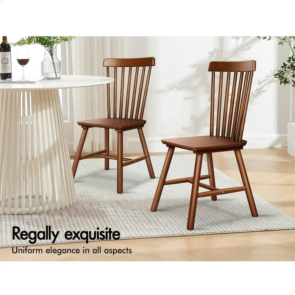 Alfordson 2x Dining Chairs Retro Walnut Modern Seat Dark Oak