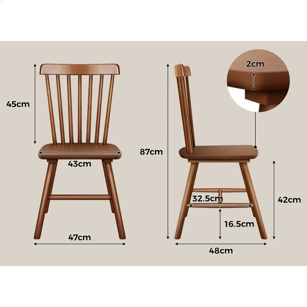 Alfordson 2x Dining Chairs Retro Walnut Modern Seat Dark Oak