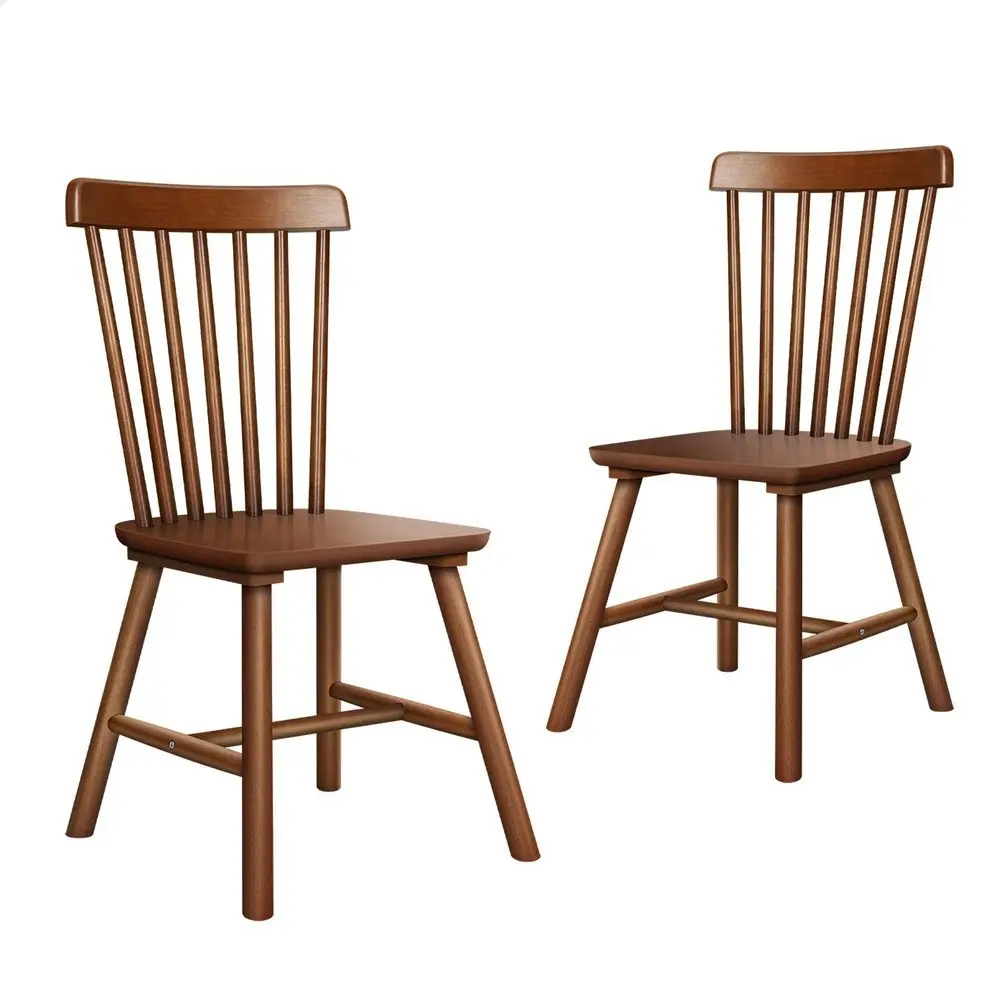 Alfordson 2x Dining Chairs Retro Walnut Modern Seat Dark Oak