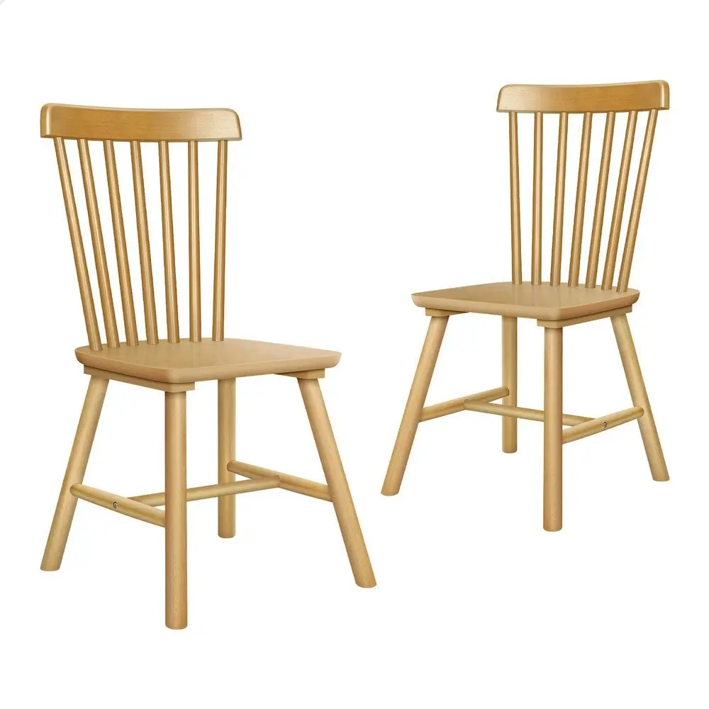 Alfordson 2x Dining Chairs Retro Walnut Modern Seat Oak