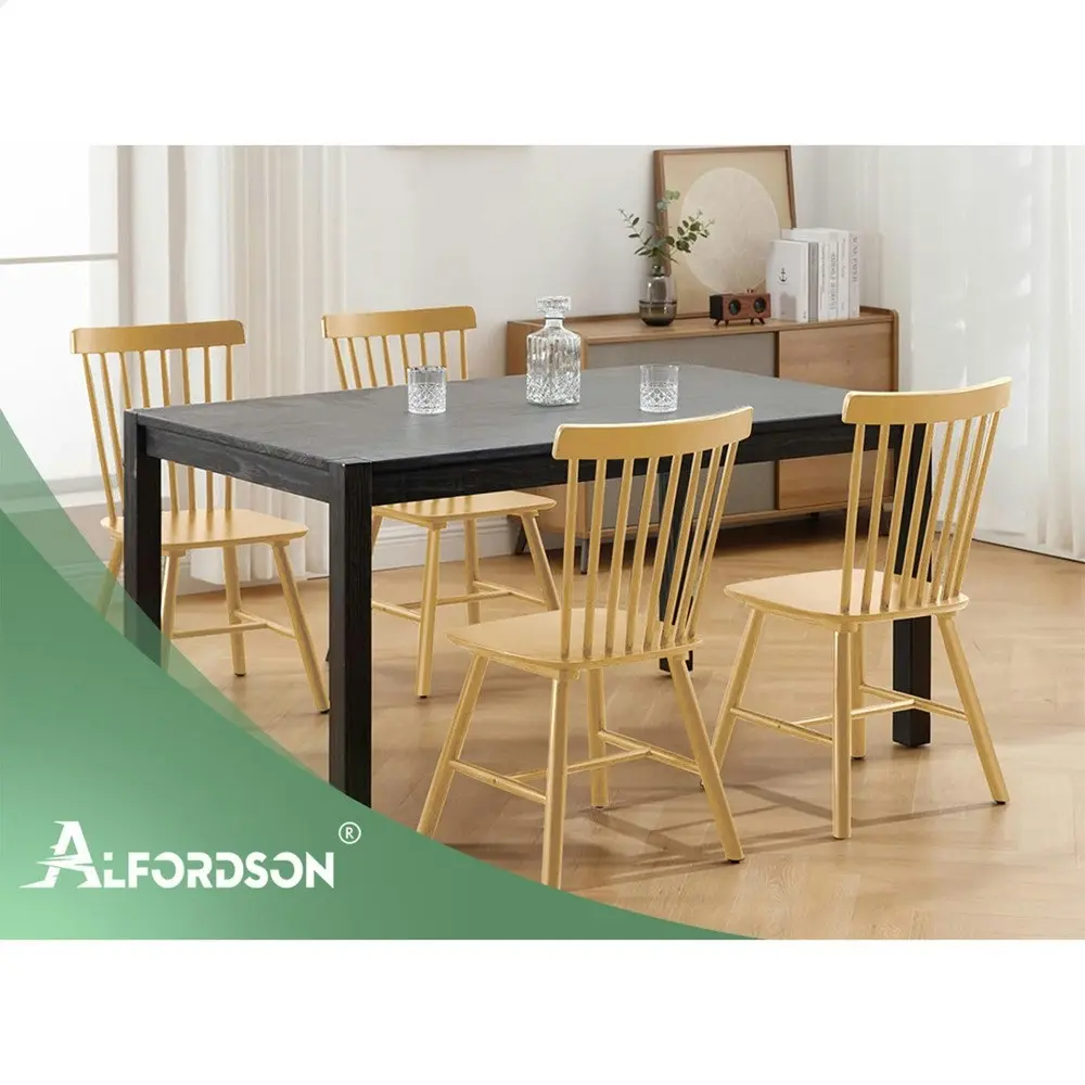 Alfordson 2x Dining Chairs Retro Walnut Modern Seat Oak