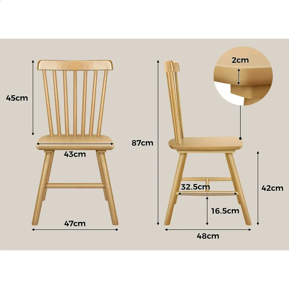 Alfordson 2x Dining Chairs Retro Walnut Modern Seat Oak