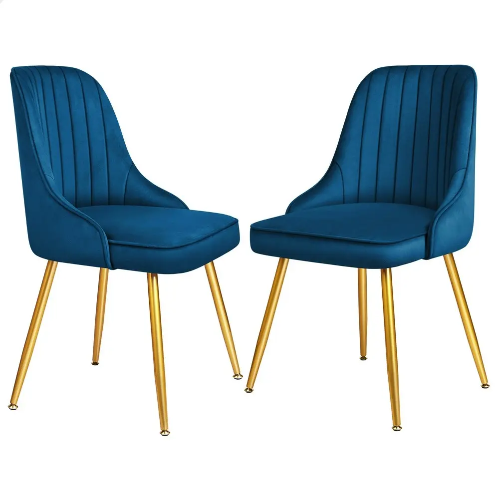 Alfordson 2x Dining Chairs Velvet Blue