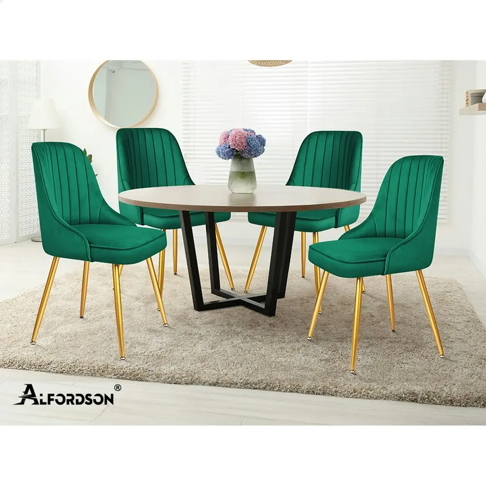 Alfordson 2x Dining Chairs Velvet Green