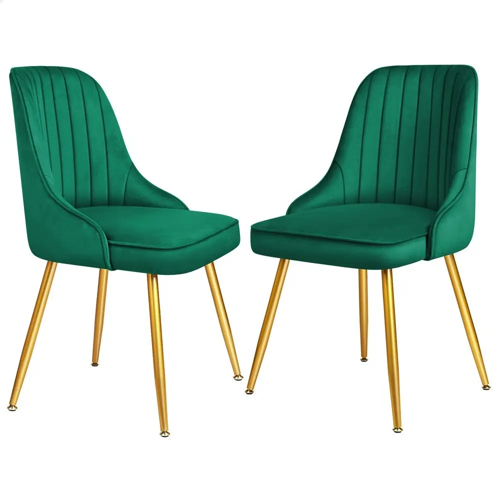 Alfordson 2x Dining Chairs Velvet Green