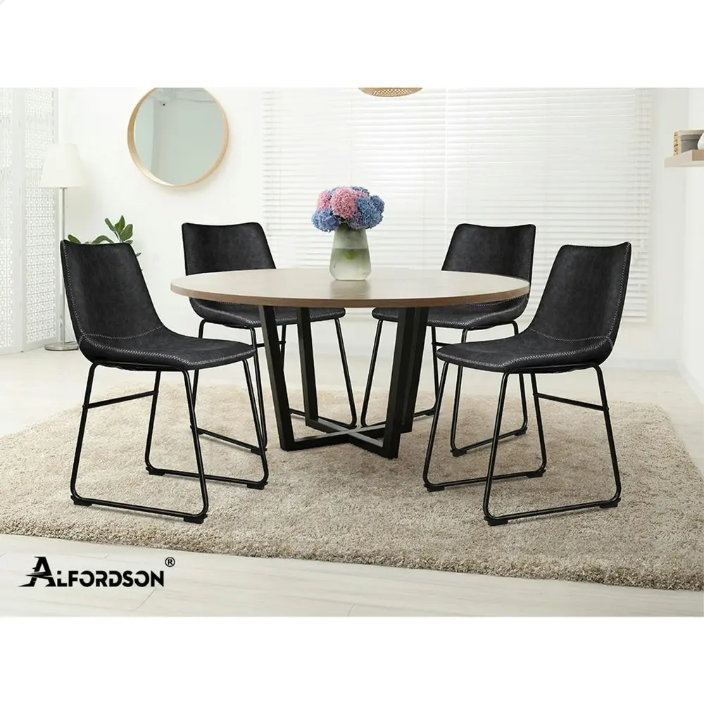 Alfordson 2x Dining Chairs PU Leather Black