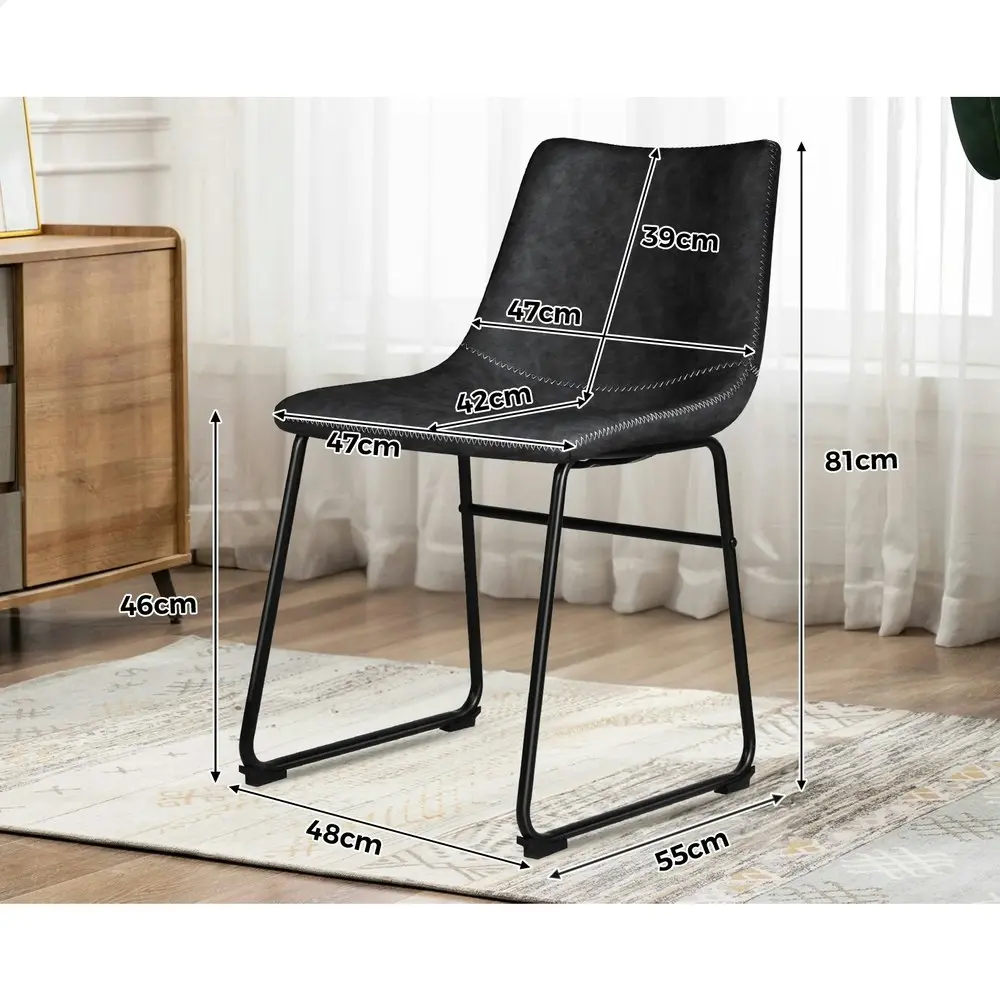 Alfordson 2x Dining Chairs PU Leather Black