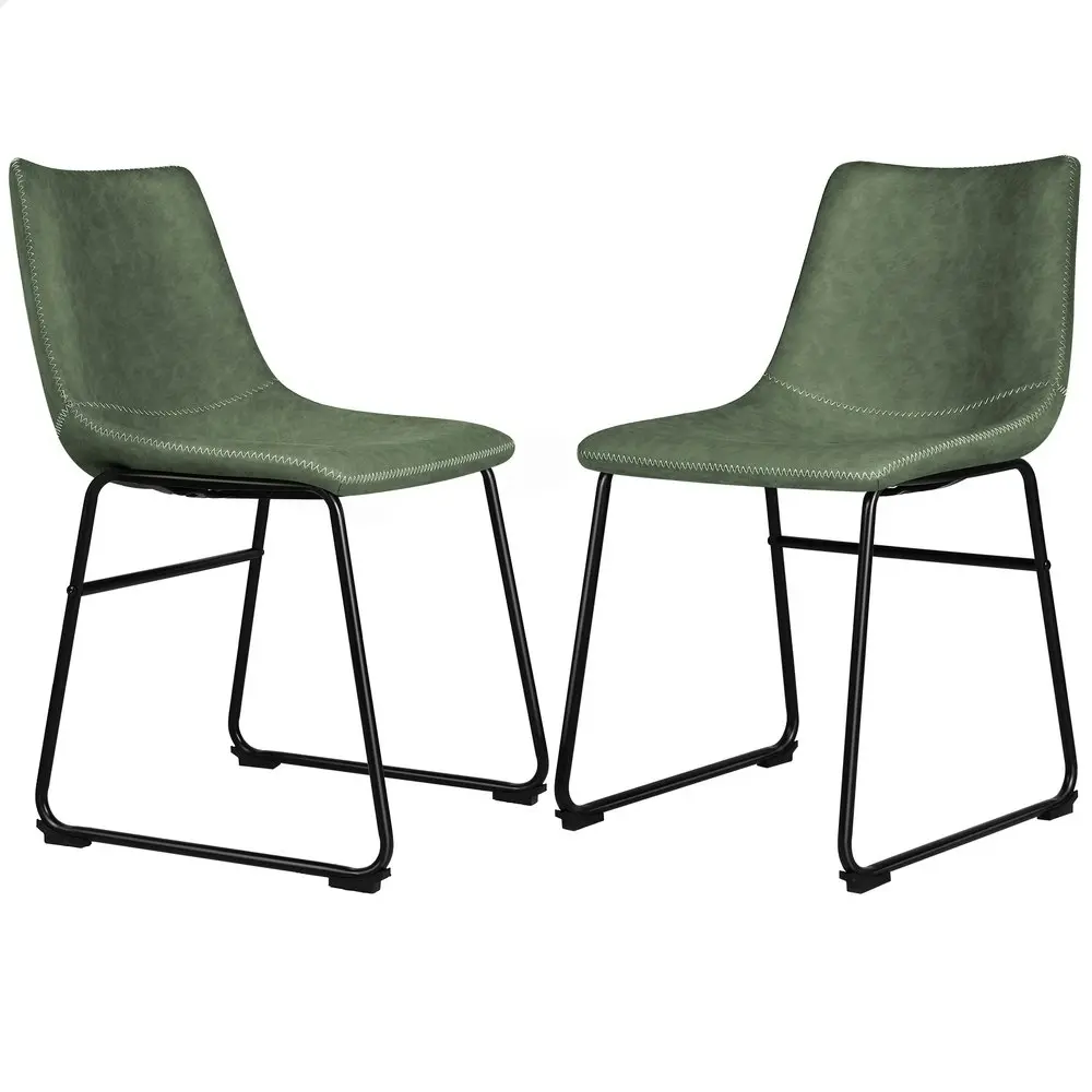 Alfordson 2x Dining Chairs PU Leather Green