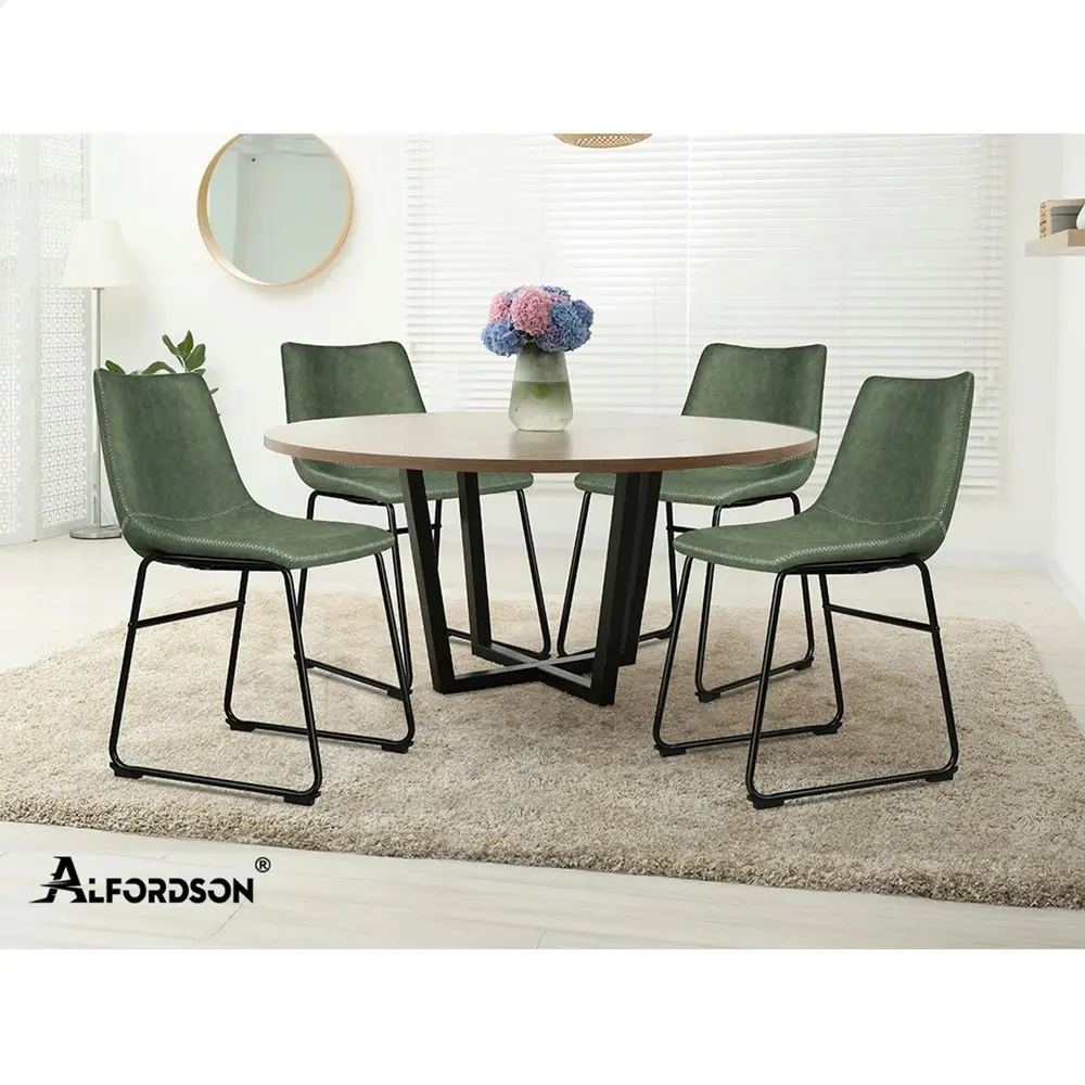 Alfordson 2x Dining Chairs PU Leather Green