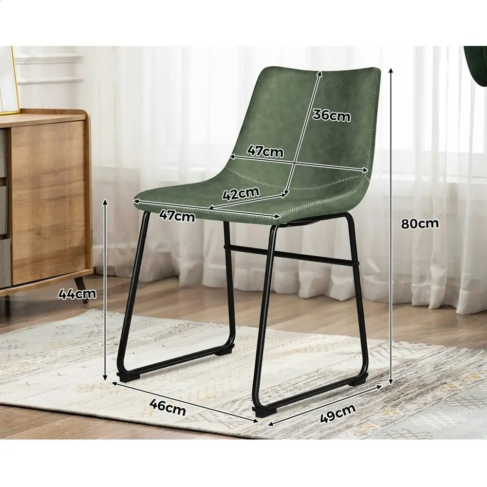 Alfordson 2x Dining Chairs PU Leather Green