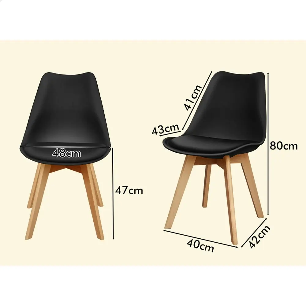 Alfordson 4x Dining Chairs Retro PU Leather Wooden Black