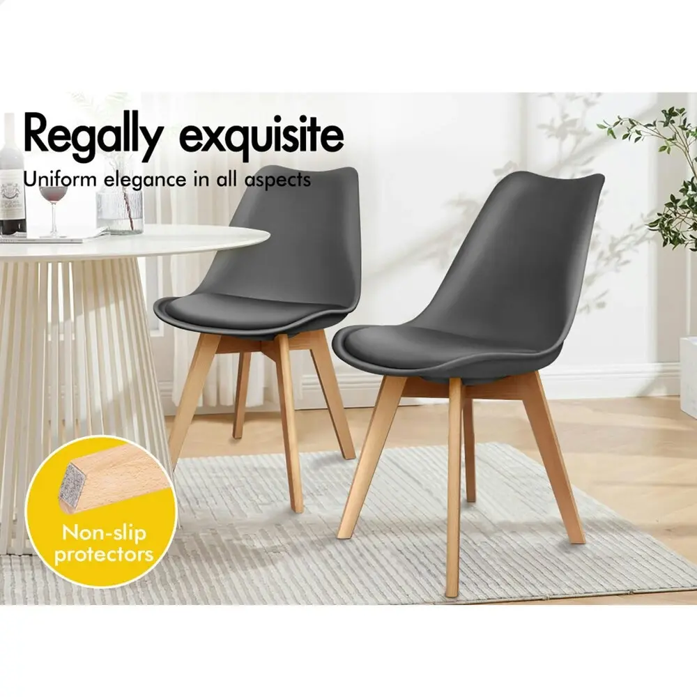 Alfordson 4x Dining Chairs Retro PU Leather Wooden Grey