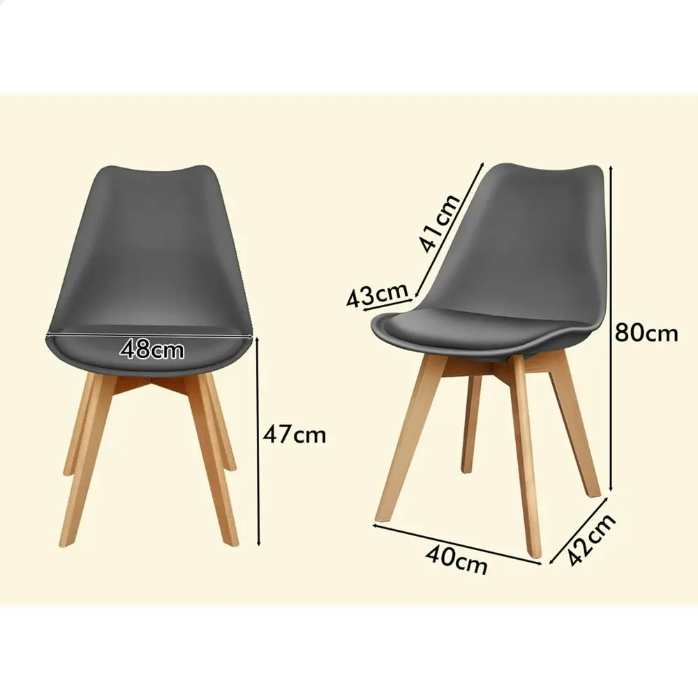 Alfordson 4x Dining Chairs Retro PU Leather Wooden Grey