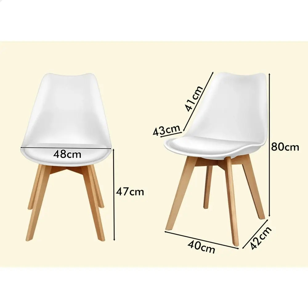 Alfordson 4x Dining Chairs Retro PU Leather Wooden White