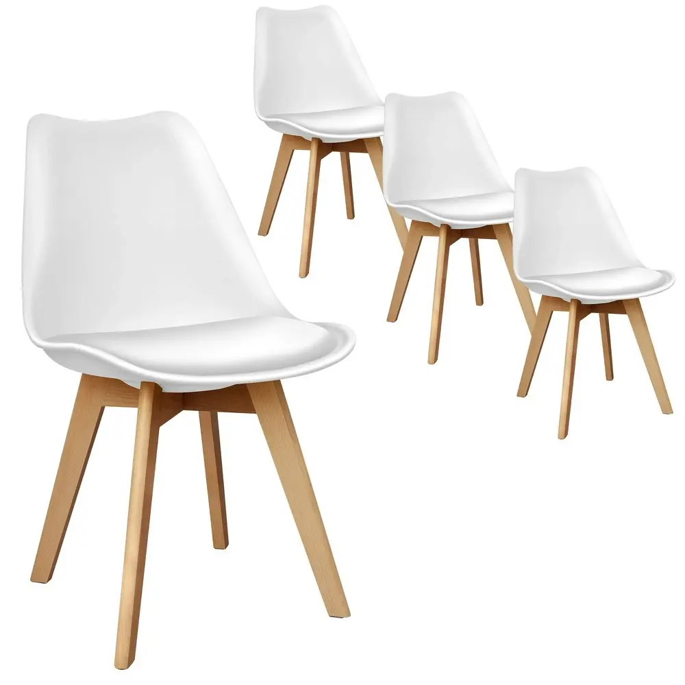 Alfordson 4x Dining Chairs Retro PU Leather Wooden White