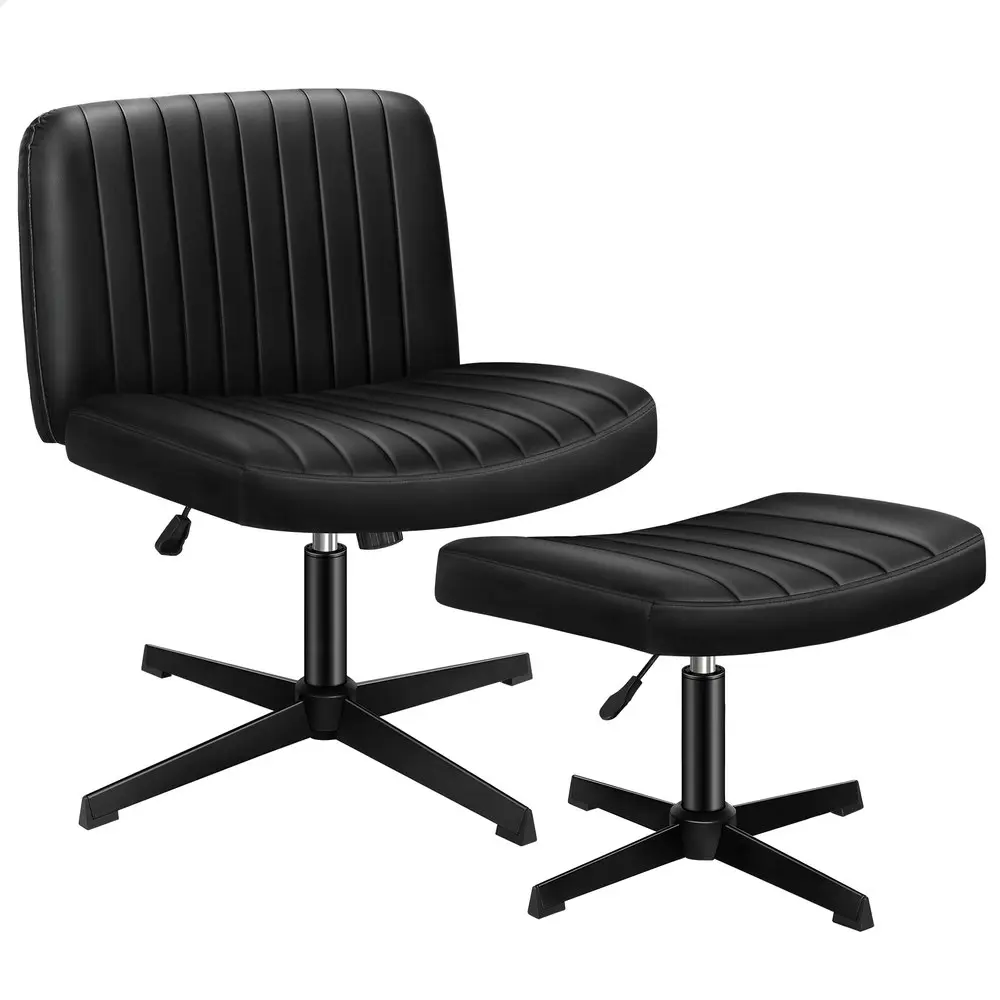 Alfordson Office Chair with Ottoman PU Leather Black