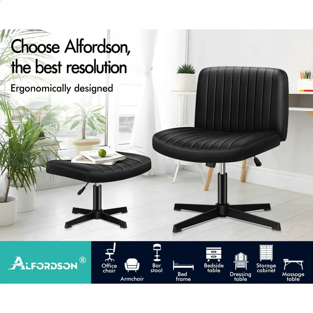 Alfordson Office Chair with Ottoman PU Leather Black