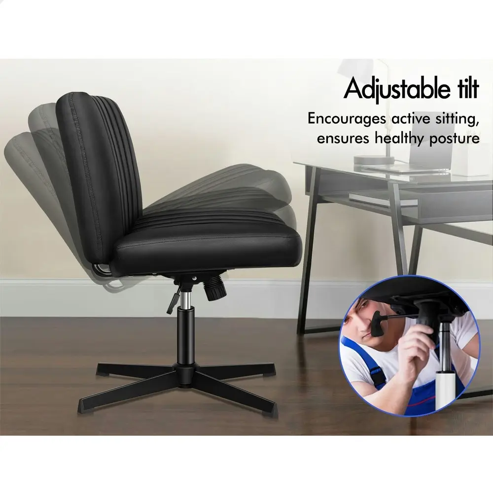 Alfordson Office Chair with Ottoman PU Leather Black