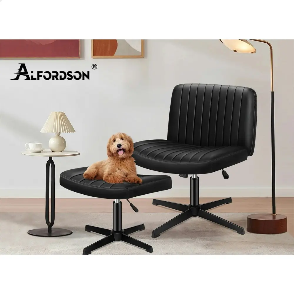 Alfordson Office Chair with Ottoman PU Leather Black