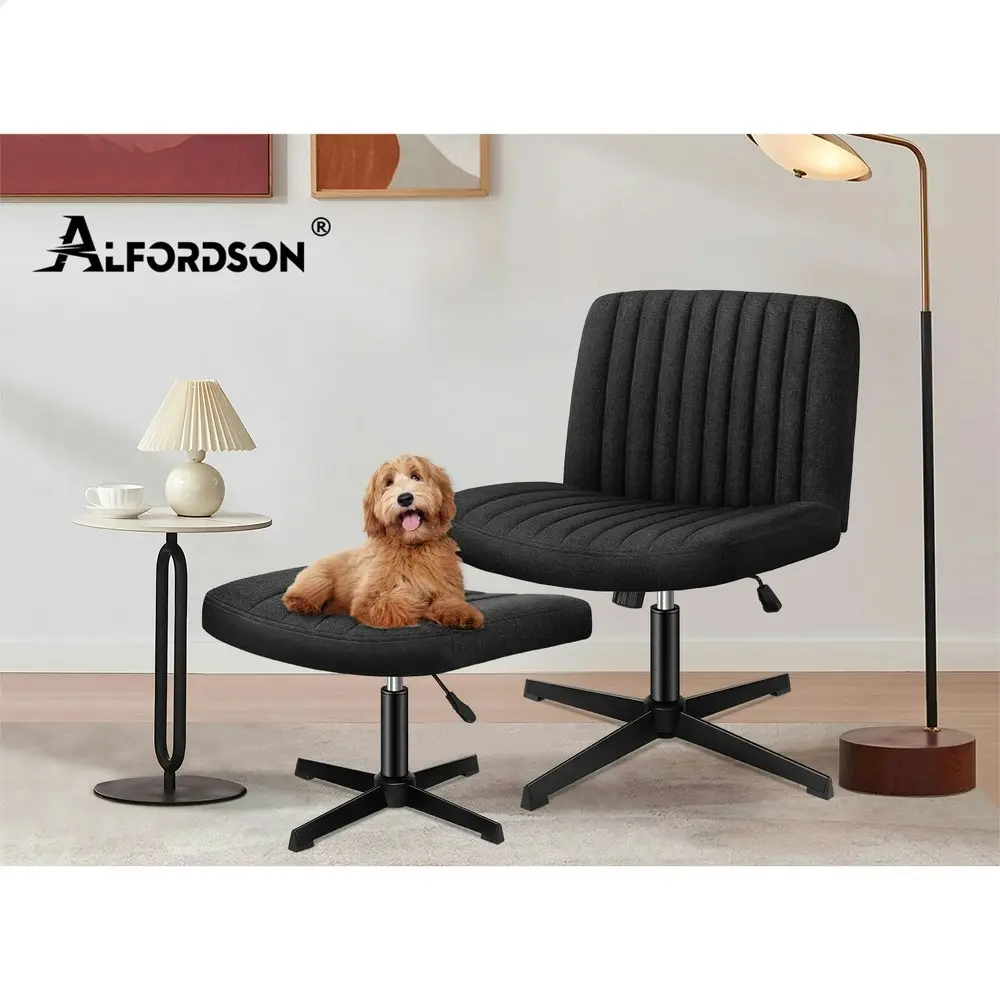 Alfordson Office Chair with Ottoman Fabric Black