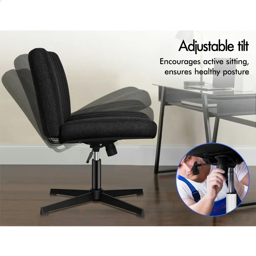 Alfordson Office Chair with Ottoman Fabric Black