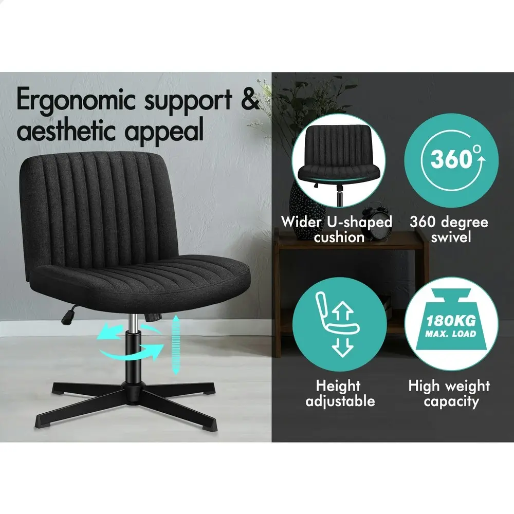 Alfordson Office Chair with Ottoman Fabric Black