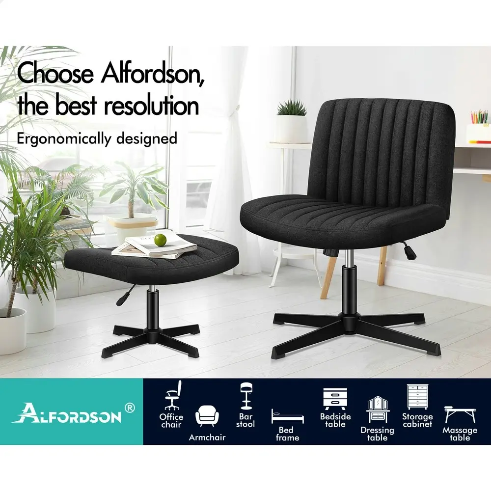 Alfordson Office Chair with Ottoman Fabric Black