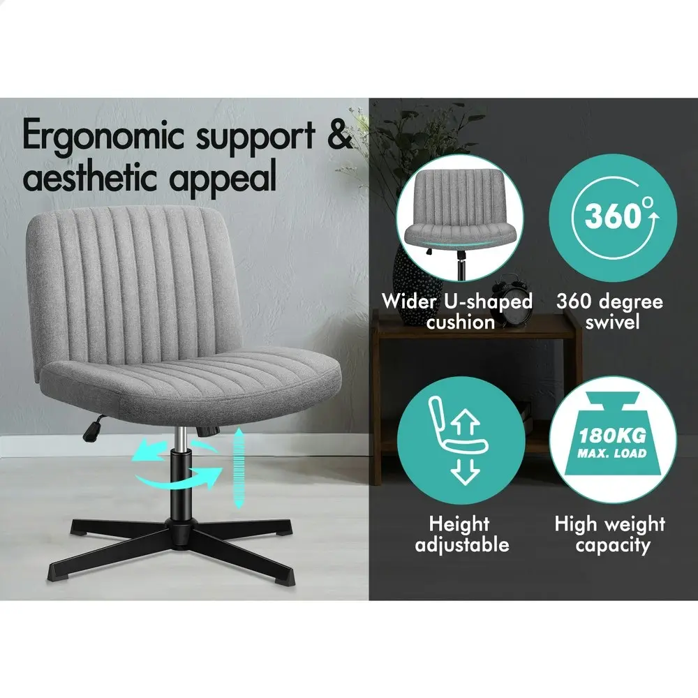 Alfordson Office Chair with Ottoman Fabric Grey