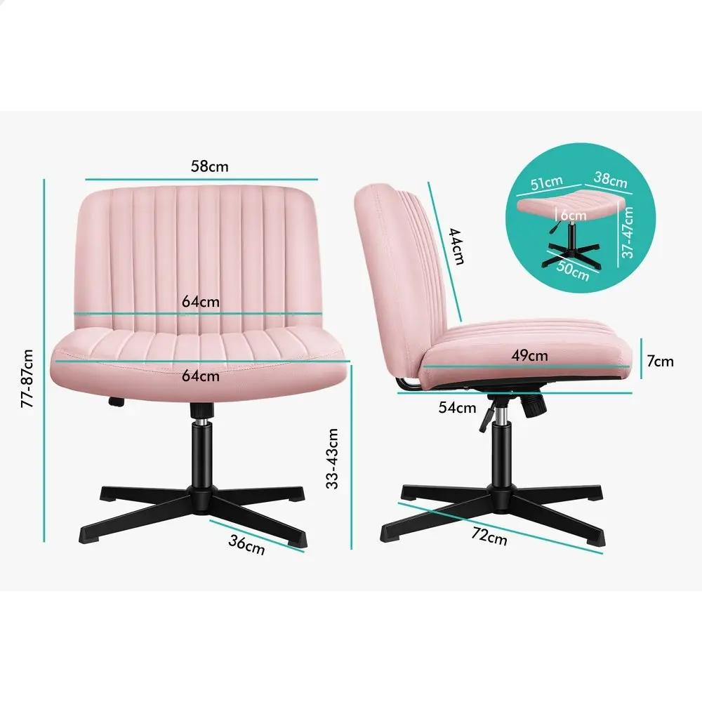 Alfordson Office Chair with Ottoman Velvet Pink