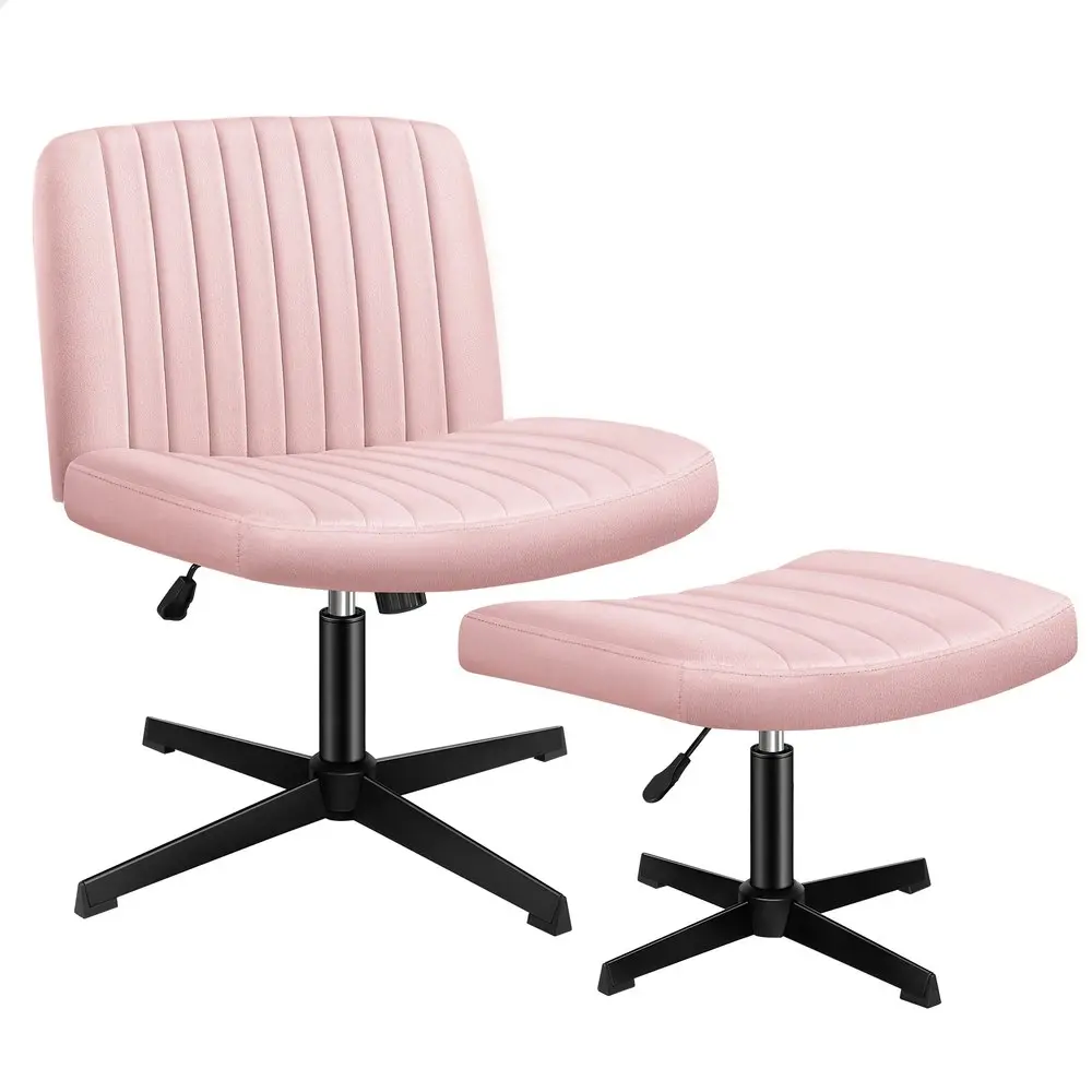 Alfordson Office Chair with Ottoman Velvet Pink