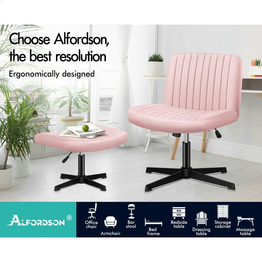 Alfordson Office Chair with Ottoman Velvet Pink