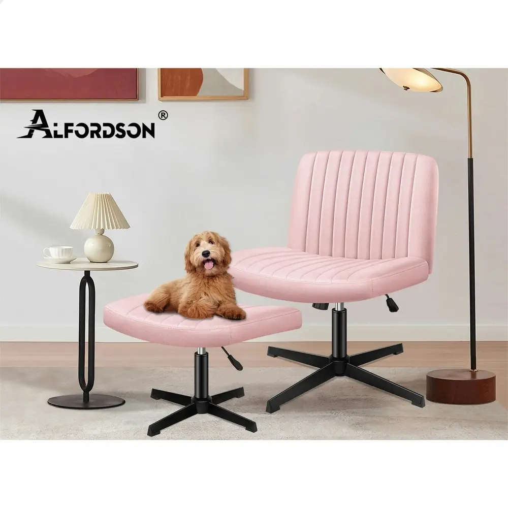 Alfordson Office Chair with Ottoman Velvet Pink