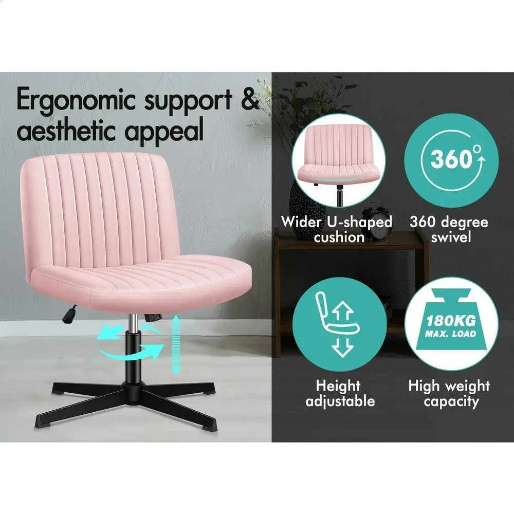 Alfordson Office Chair with Ottoman Velvet Pink