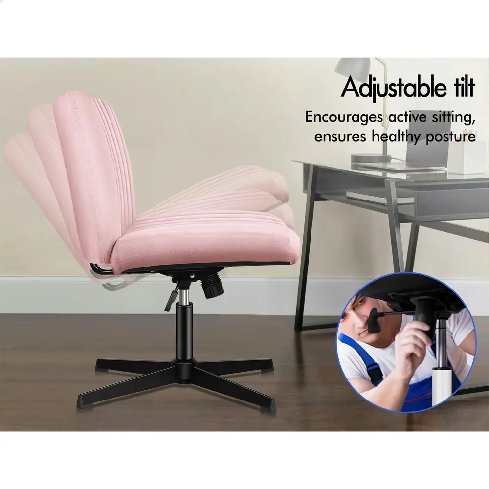 Alfordson Office Chair with Ottoman Velvet Pink