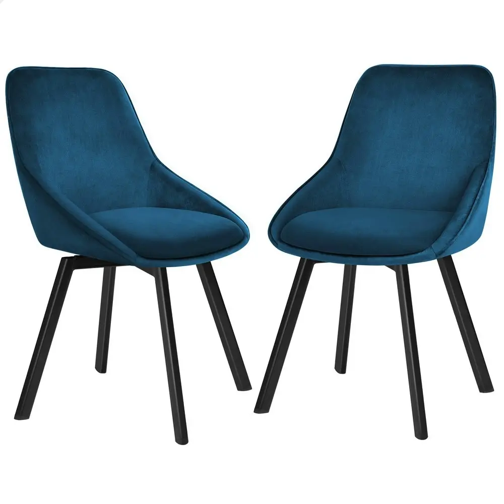 Alfordson 2x Dining Chairs Swivel Velvet Blue