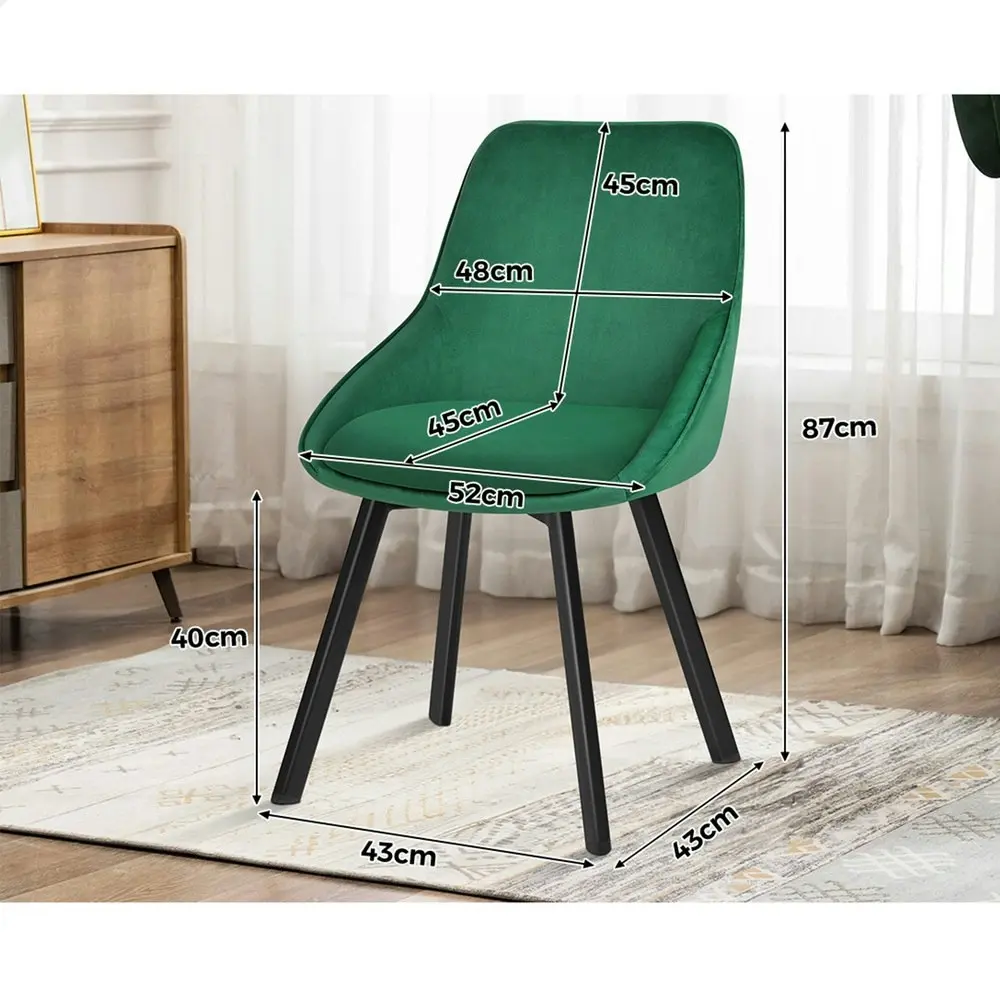 Alfordson 2x Dining Chairs Swivel  Velvet Green