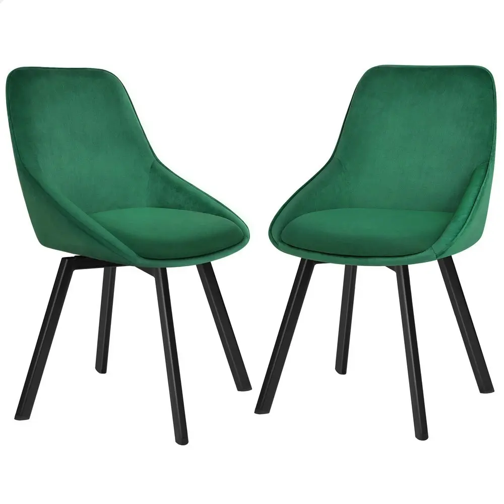 Alfordson 2x Dining Chairs Swivel  Velvet Green