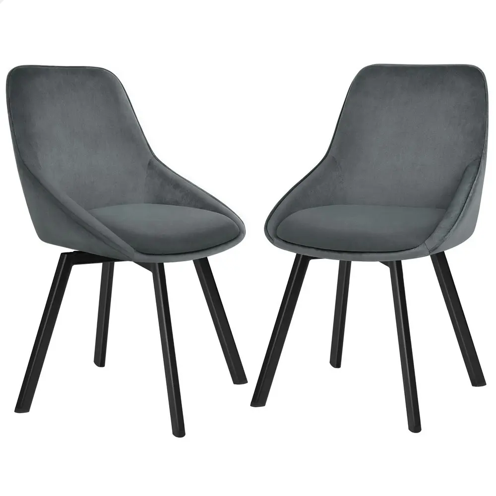 Alfordson 2x Dining Chairs Swivel Velvet Grey