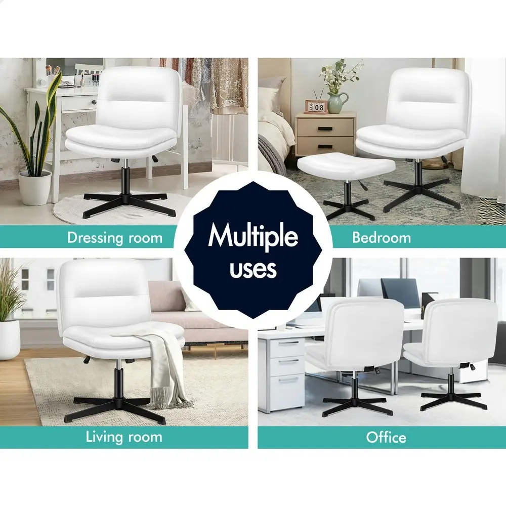 Alfordson Office Chair with Ottoman PU Leather White