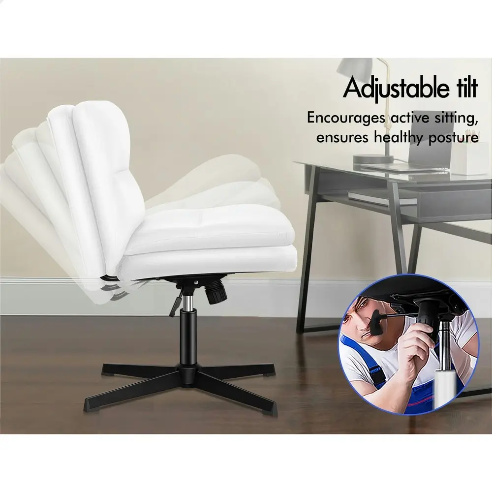 Alfordson Office Chair with Ottoman PU Leather White