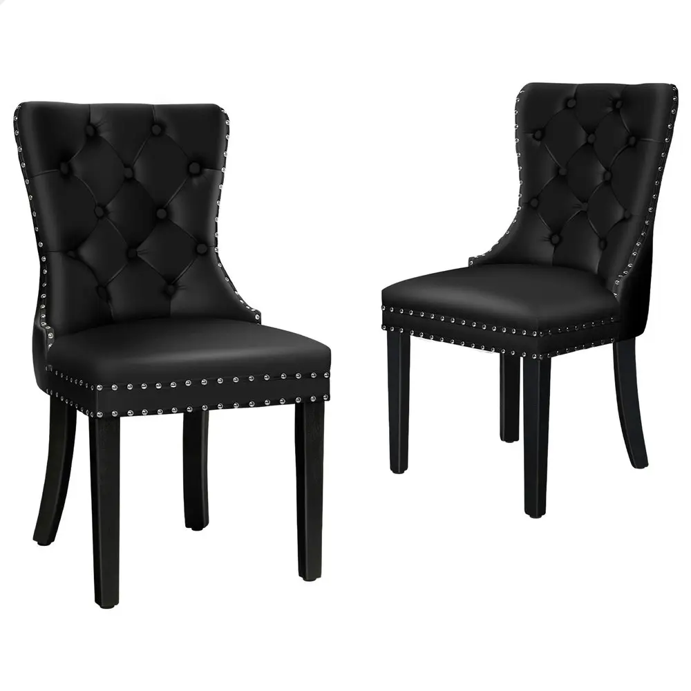 Alfordson 2x Dining Chairs Kitchen Lounge Black