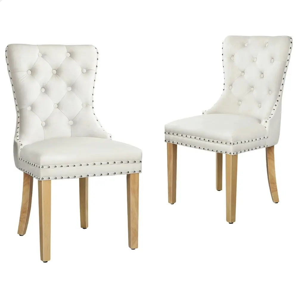 Alfordson 2x Dining Chairs Kitchen Lounge Velvet White