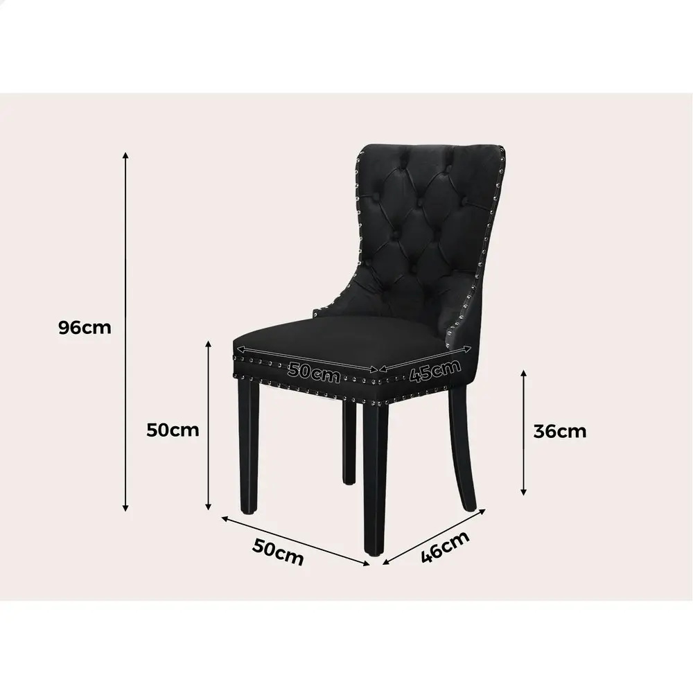 Alfordson 2x Dining Chairs Kitchen Lounge Velvet Black