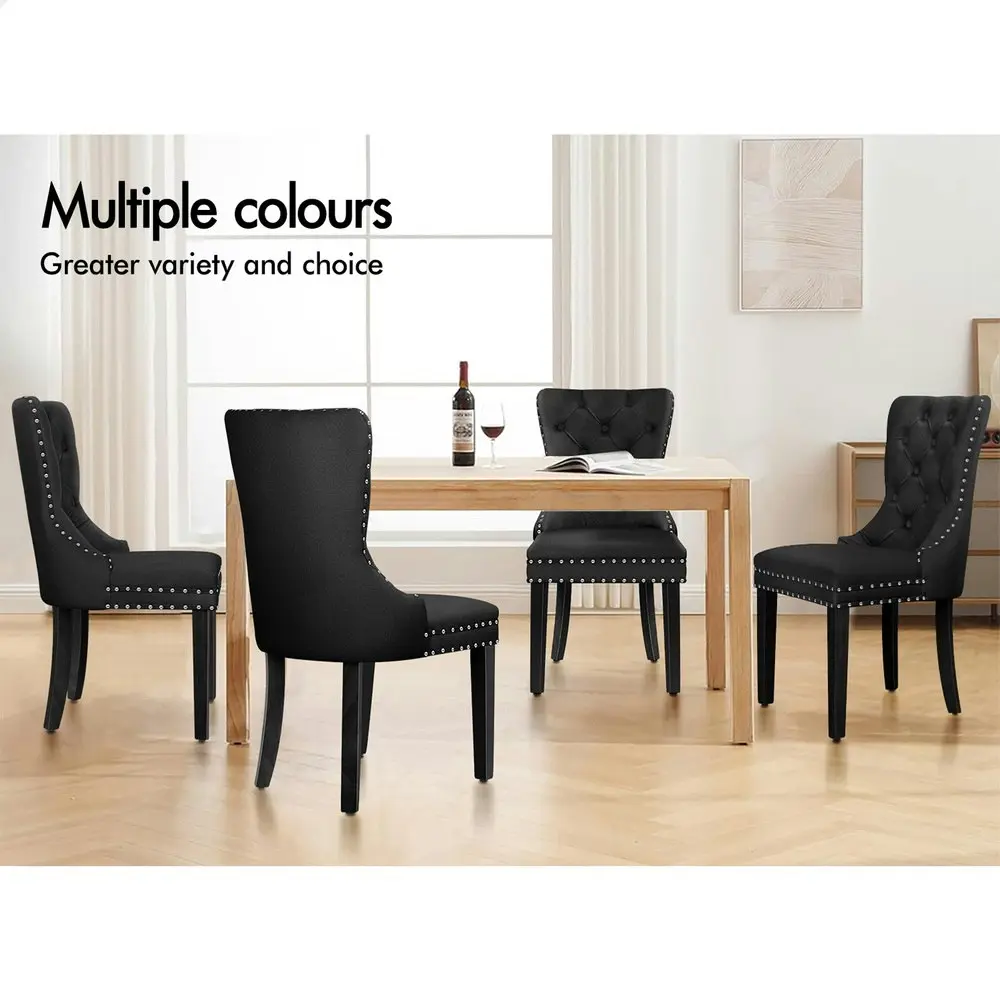 Alfordson 2x Dining Chairs Kitchen Lounge Velvet Black