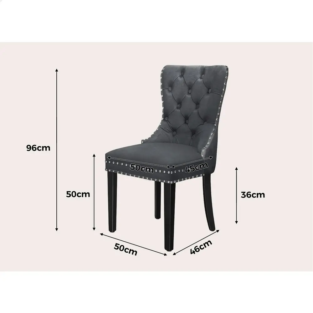 Alfordson 2x Dining Chairs Kitchen Lounge Velvet Grey