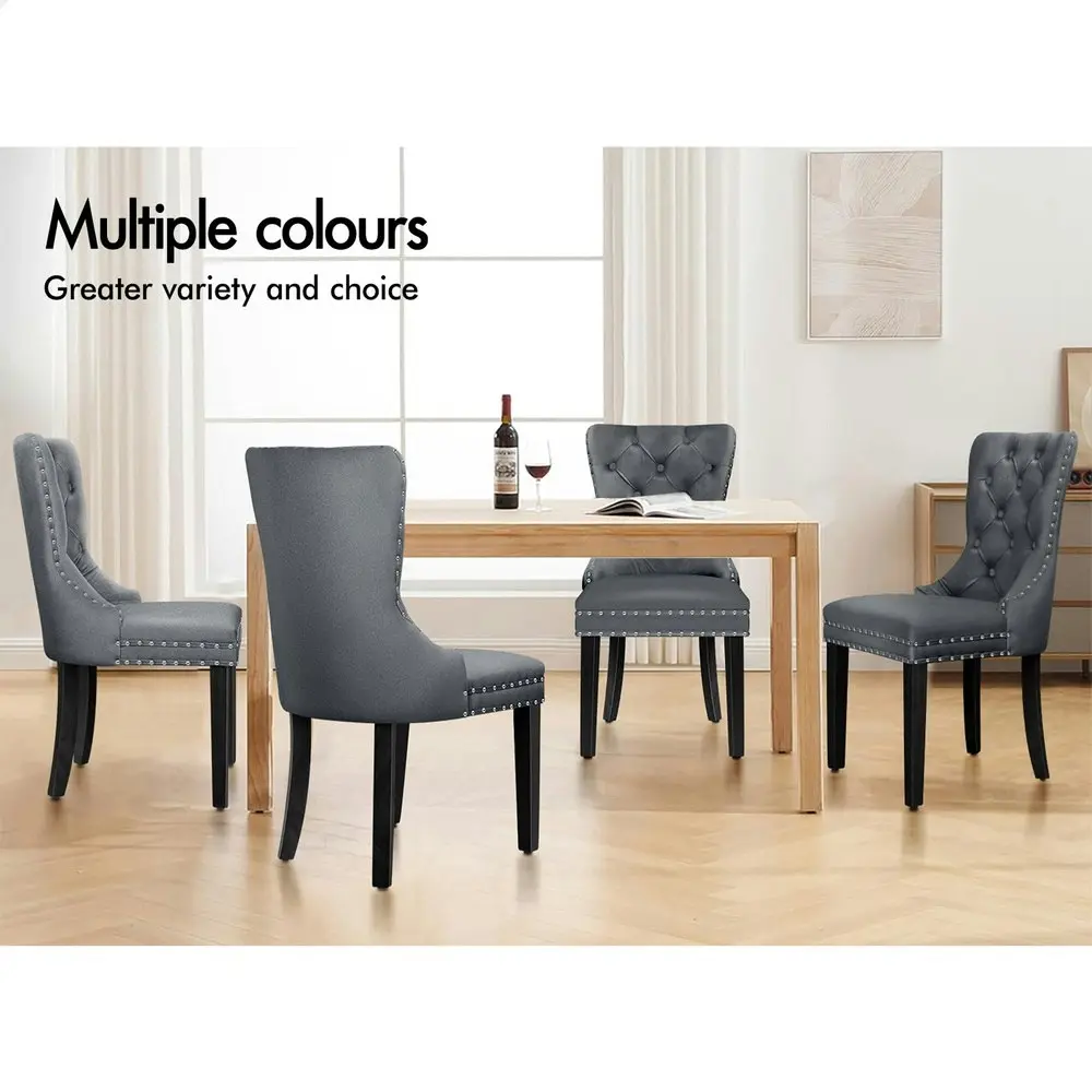 Alfordson 2x Dining Chairs Kitchen Lounge Velvet Grey