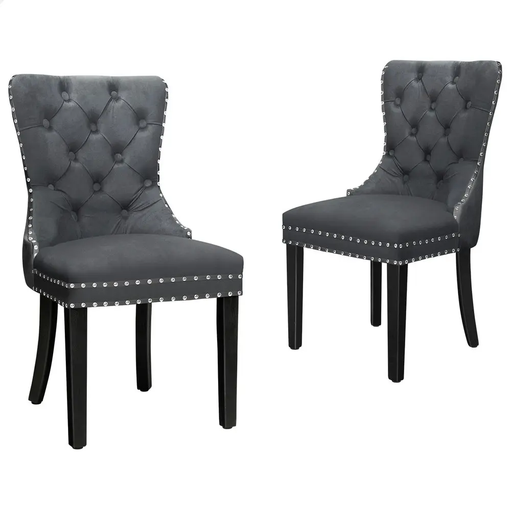 Alfordson 2x Dining Chairs Kitchen Lounge Velvet Grey