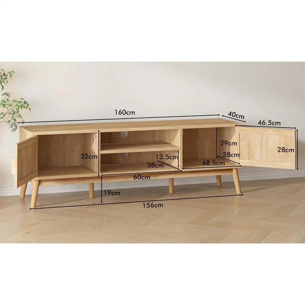 Alfordson Entertainment Unit Rattan Oak 160cm